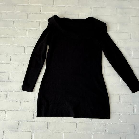 Open Edit Women's Black Off the Shoulder Knit Tunic Sweater sz L - Picture 2 of 5